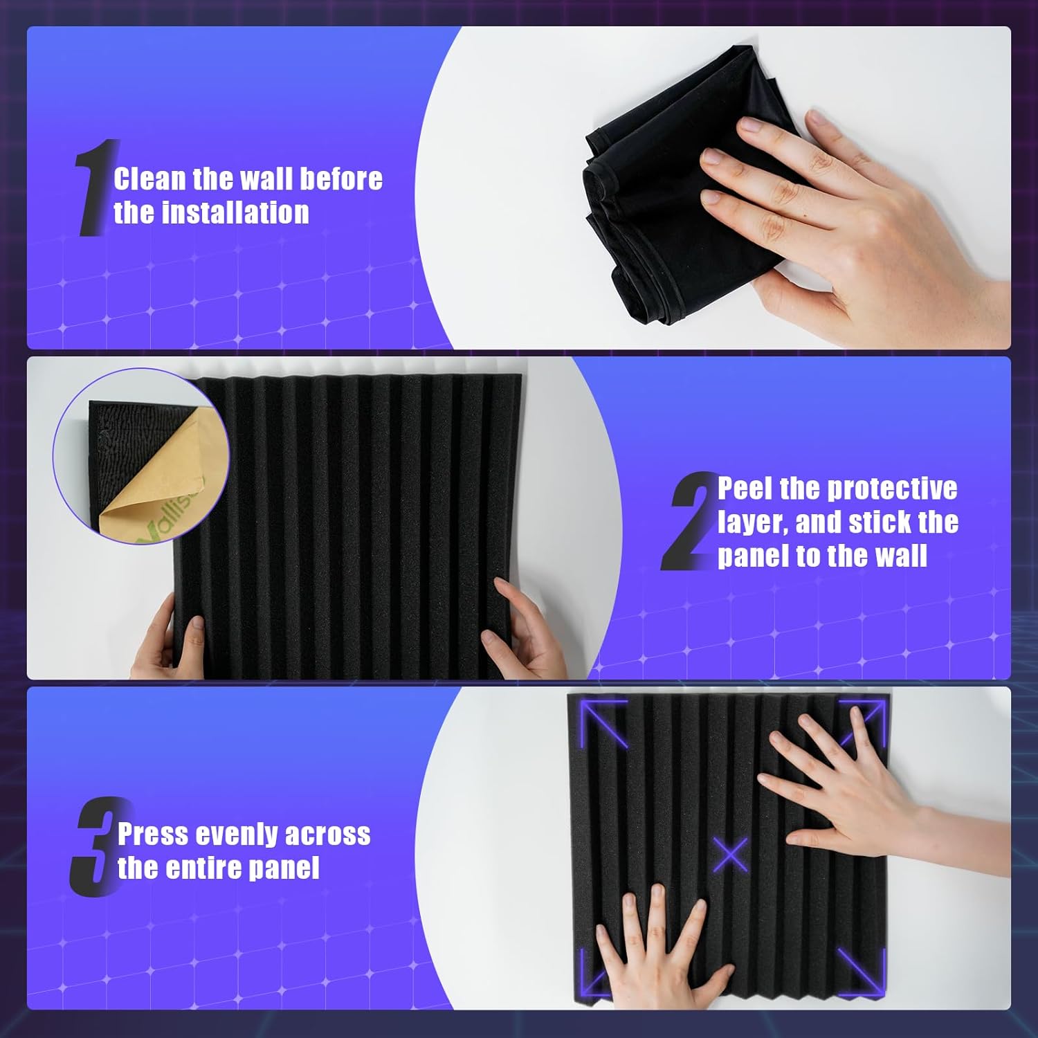 48 Pack Acoustic Panels 12 X 12 X 1 Inch Upgraded Self-Adhesive, Acoustic Foam Panels for Soundproofing, Noise Reduction, Soundproof Panels for Studios, Offices, and Home Theaters - Image 6