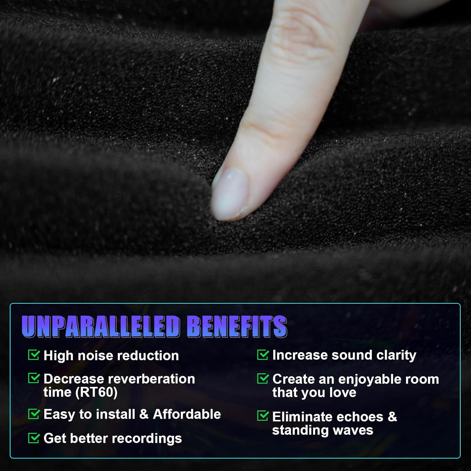 48 Pack Acoustic Panels 12 X 12 X 1 Inch Upgraded Self-Adhesive, Acoustic Foam Panels for Soundproofing, Noise Reduction, Soundproof Panels for Studios, Offices, and Home Theaters - Image 7